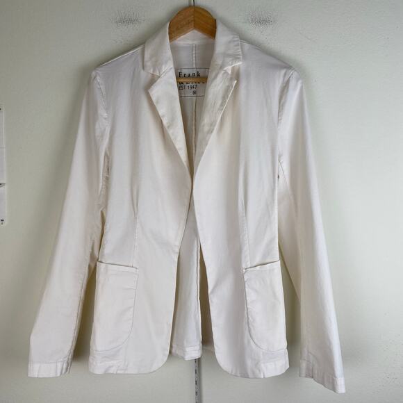 Frank & Eileen Dublin Tailored Blazer Size M Chalk Cream Performance Twill - Picture 6 of 13